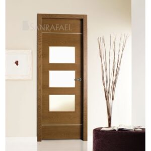 Puerta Madera Aluminio Incrustaciones Vidriera Al27va3 Tintado Rustico