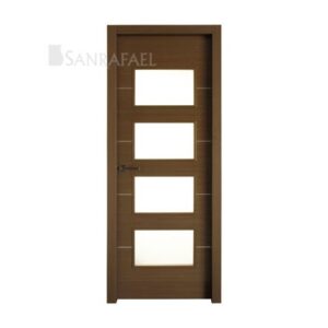 Puerta Madera Aluminio Incrustaciones Vidriera Al4va4