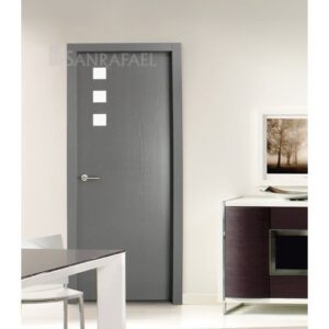 Puerta Madera Aluminio Incrustaciones Z03 Tintado Gris