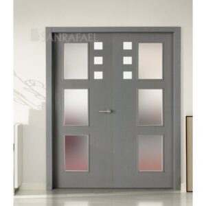 Puerta Madera Aluminio Incrustaciones Z03va3 Doble Tintado Gris