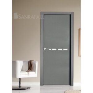Puerta Madera Aluminio Incrustaciones Z04 Tintado Gris