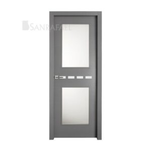 Puerta Madera Aluminio Incrustaciones Z04v2 Tintado Gris