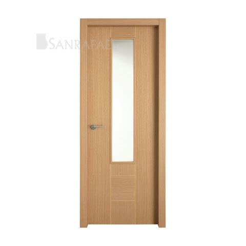 Puerta lisa vidriera en madera roble uniforme